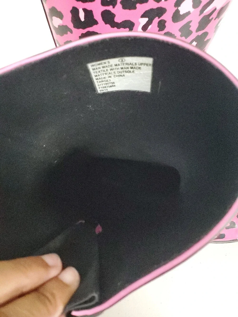 Target Cheetah Print Pink And Black Knee Length Rubber Rain Boots Size 9